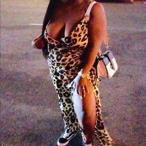 Satin Cheetah Print Dress